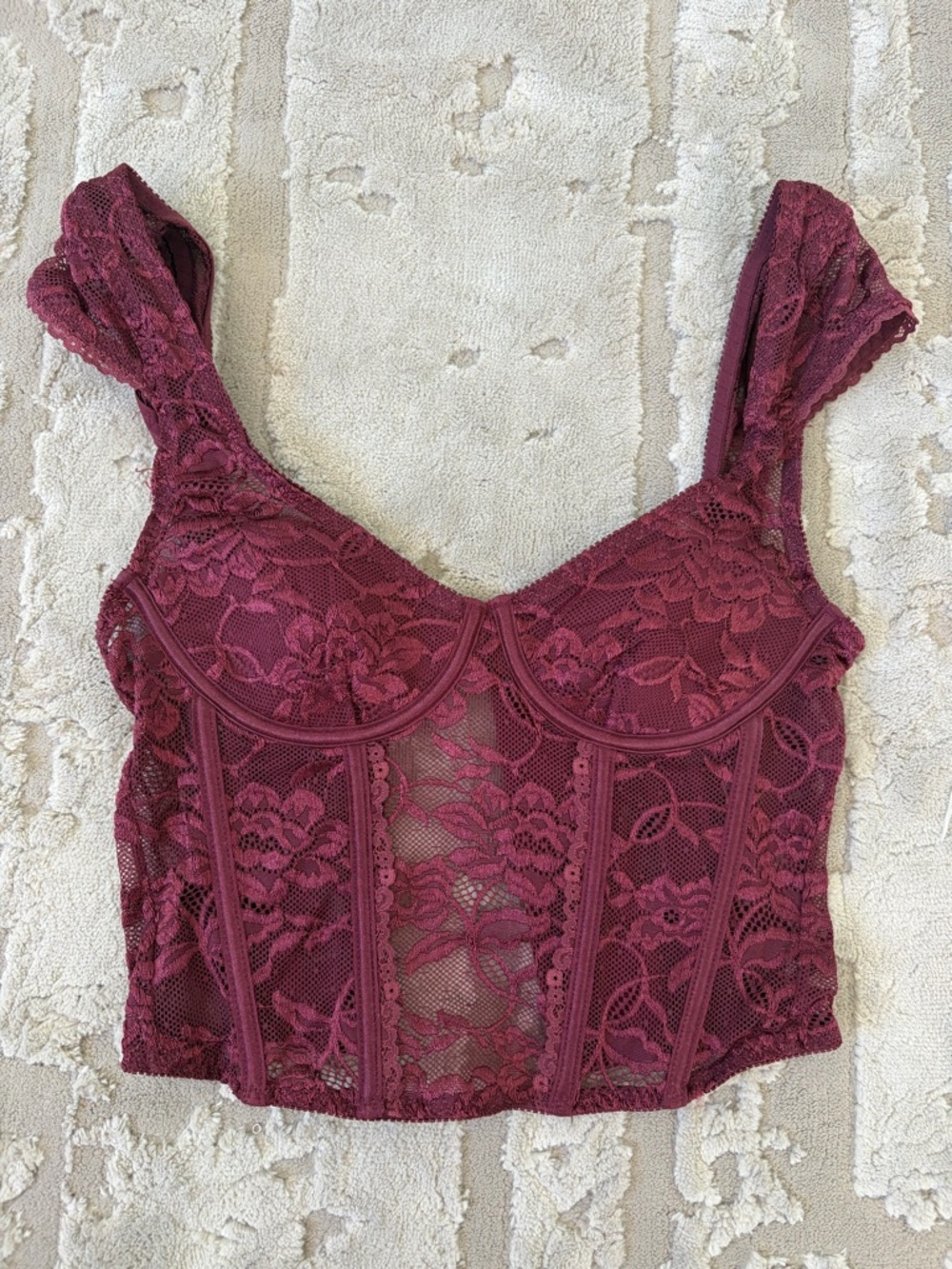 Forever 21 Burgundy Lace Bandeau Crop Top